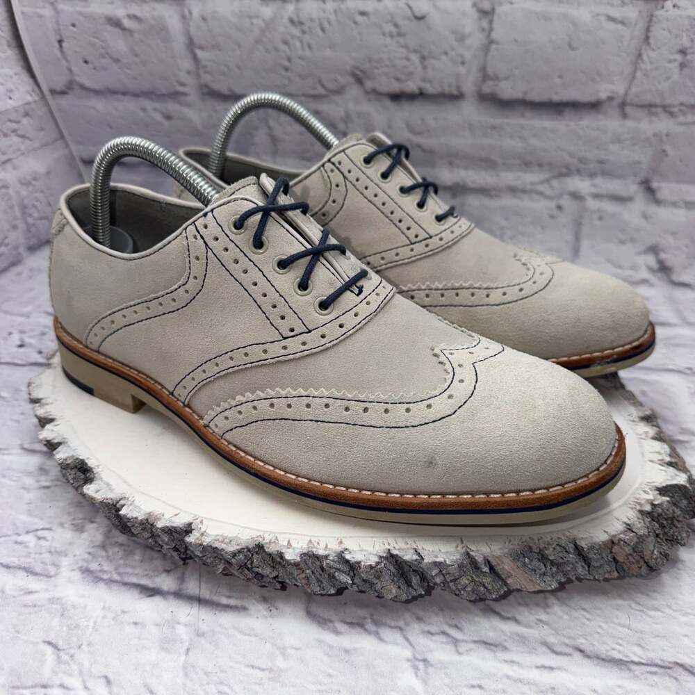 Johnston & Murphy Mens Suede Wingtip Oxford Dress Shoes Grey Size 8.5